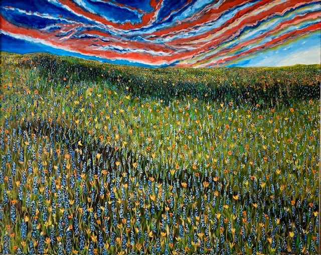Texas Blue Bonnets at Sunset — oil painting by Stephen Bruno